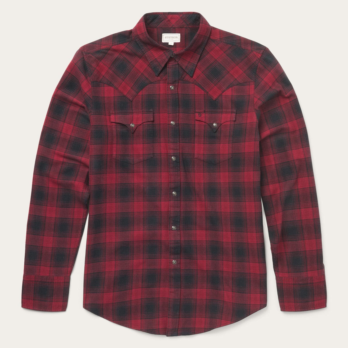 Brushed Twill Plaid Shirt Black | Stetson