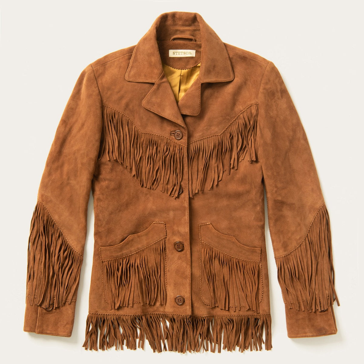 Lamb Suede Fringed Jacket Brown | Stetson