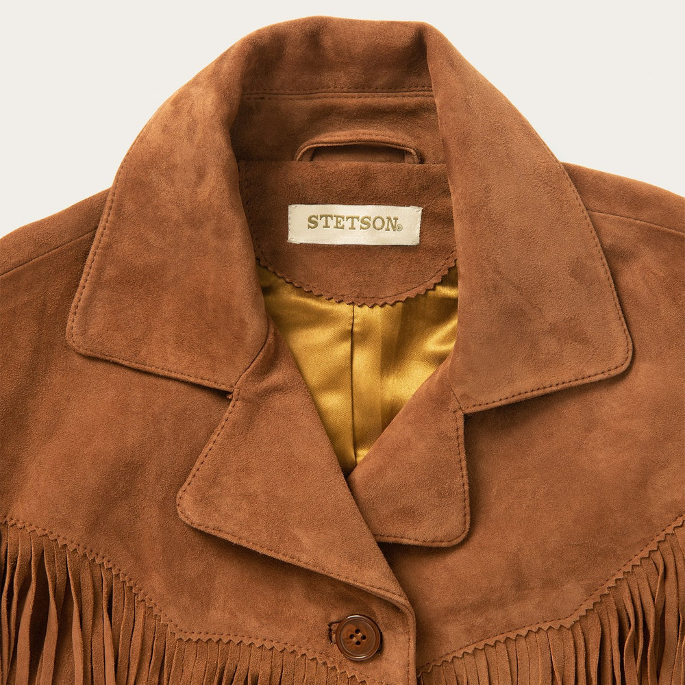 Lamb Suede Fringed Jacket Brown | Stetson