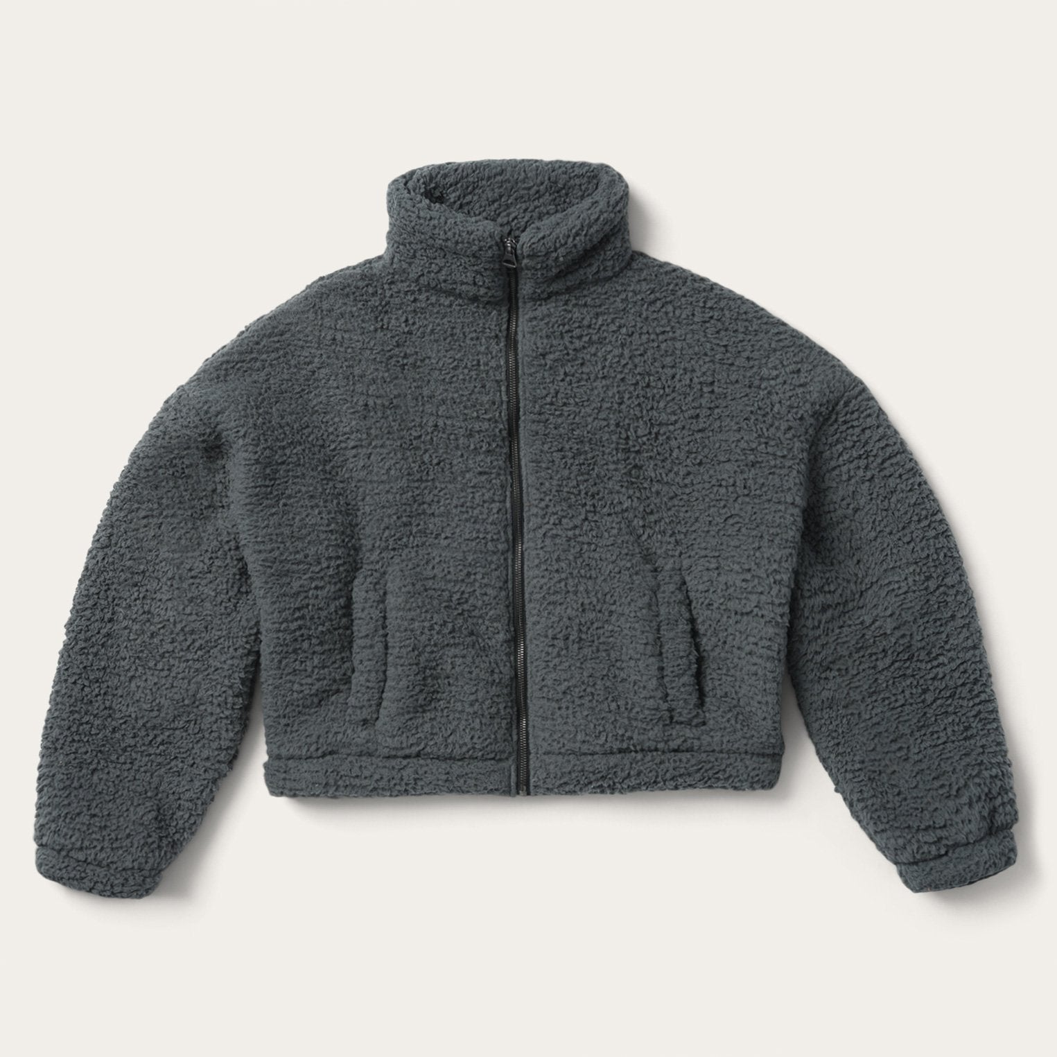 Fuzzy Teddy Bear Fleece Jacket Grey | Stetson