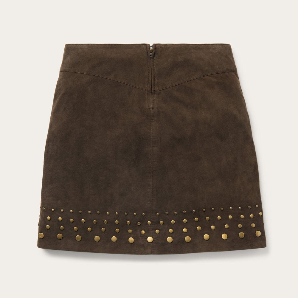 Lamb Suede Skirt with Nailheads Brown | Stetson