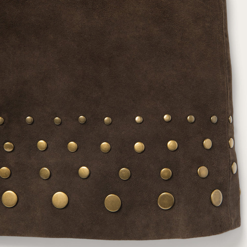 Lamb Suede Skirt with Nailheads Brown | Stetson