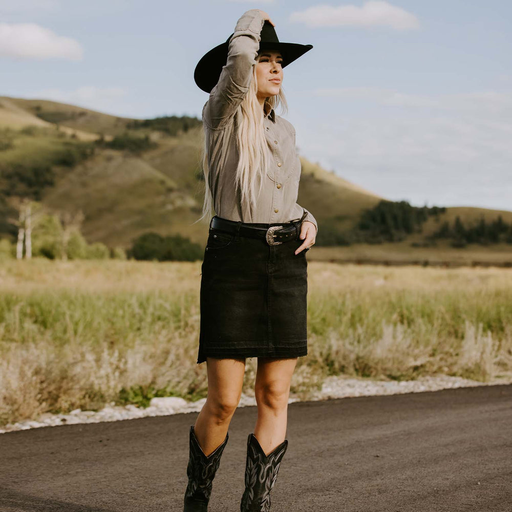 Black Denim 5-Pocket Skirt Black | Stetson