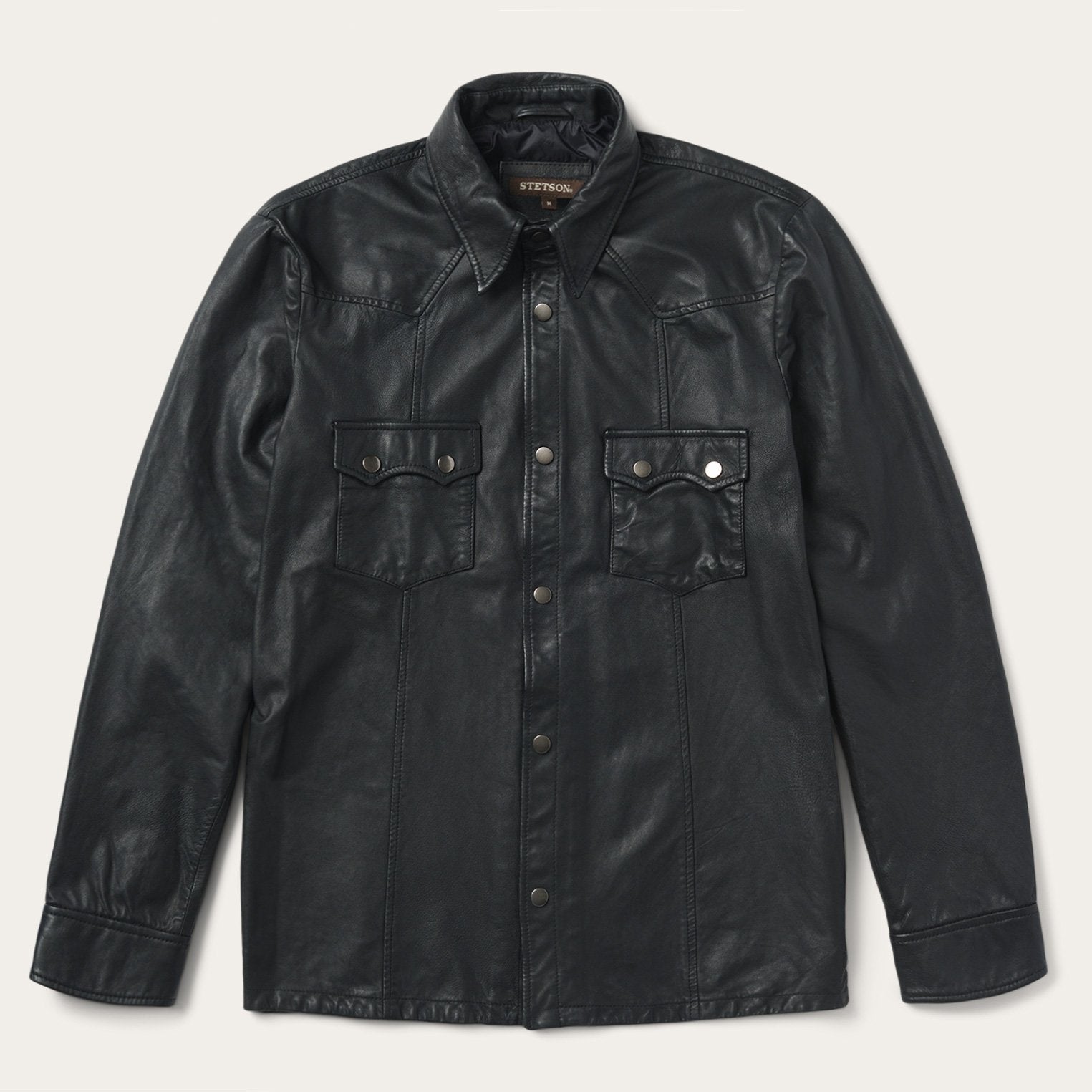 Leather Western Shirt Jacket Black | Stetson