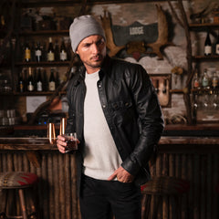 Leather Western Shirt Jacket Black | Stetson
