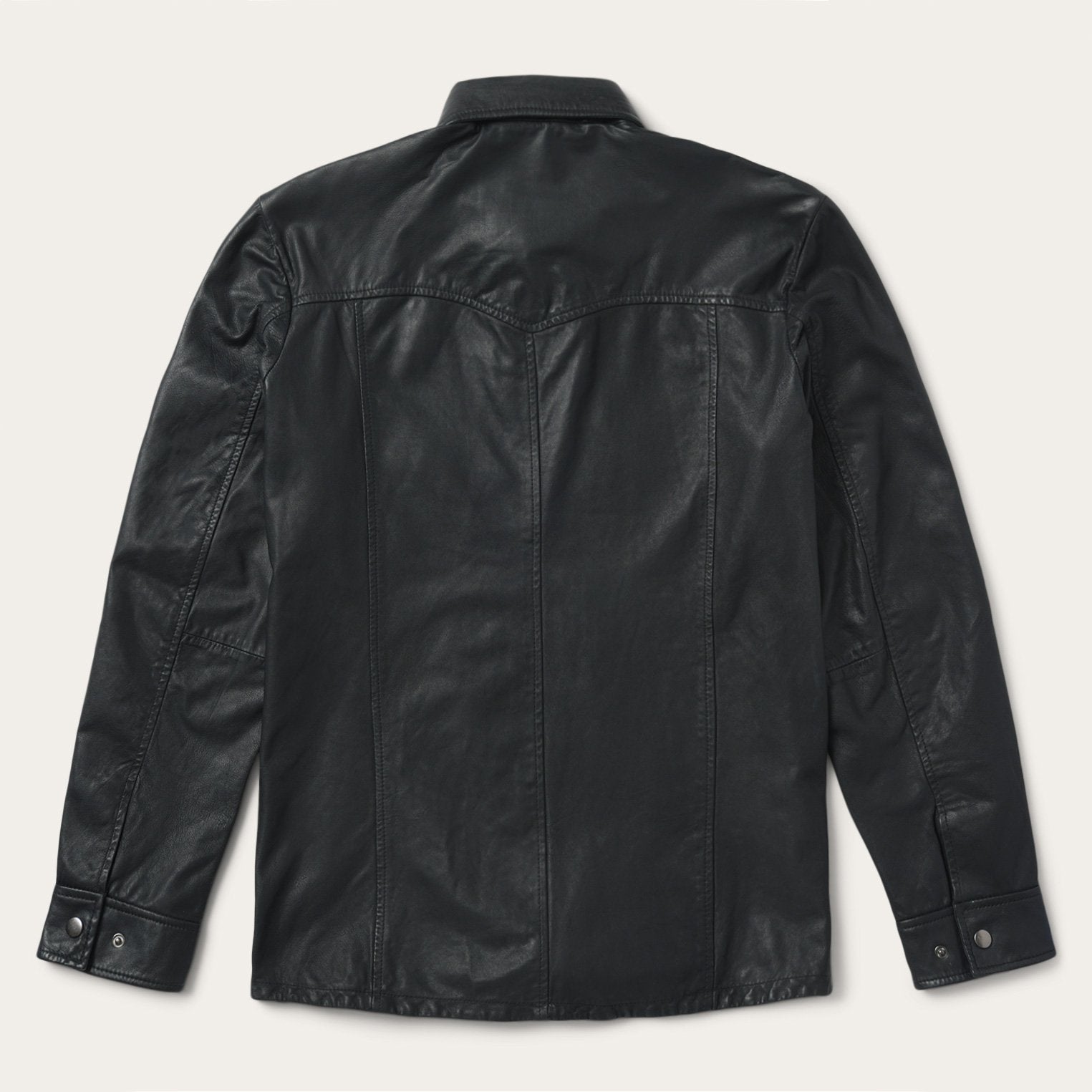 Leather Western Shirt Jacket Black | Stetson