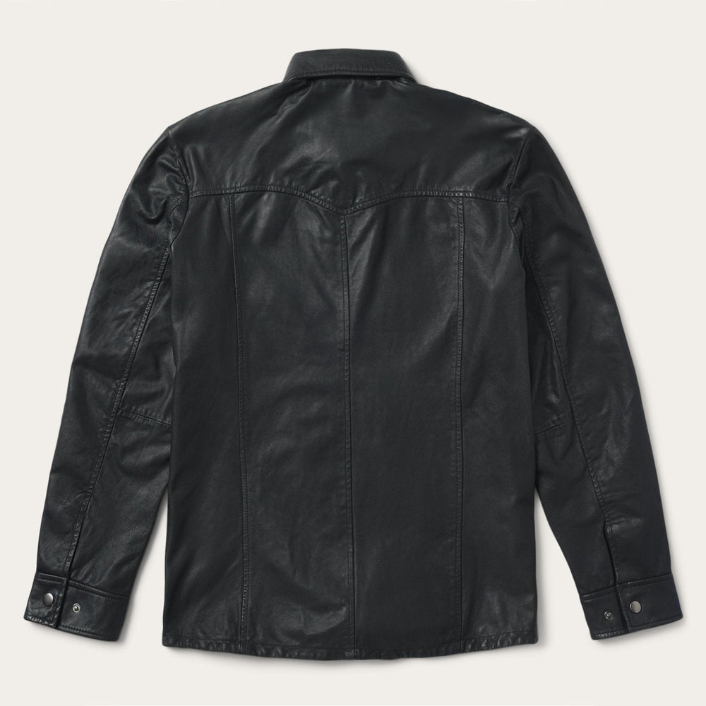 Leather Western Shirt Jacket Black | Stetson