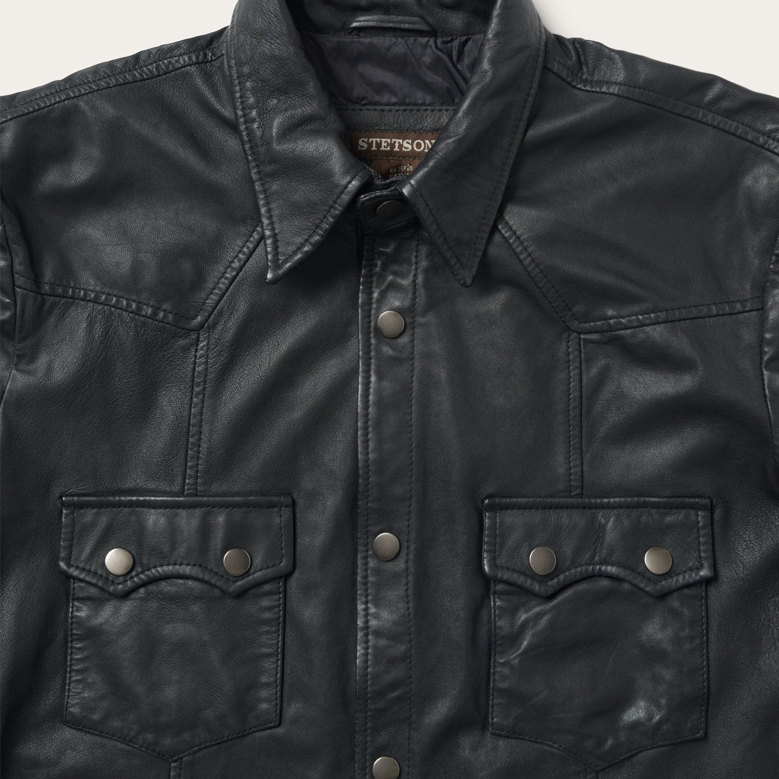 Leather Western Shirt Jacket Black | Stetson