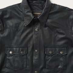 Leather Western Shirt Jacket Black | Stetson
