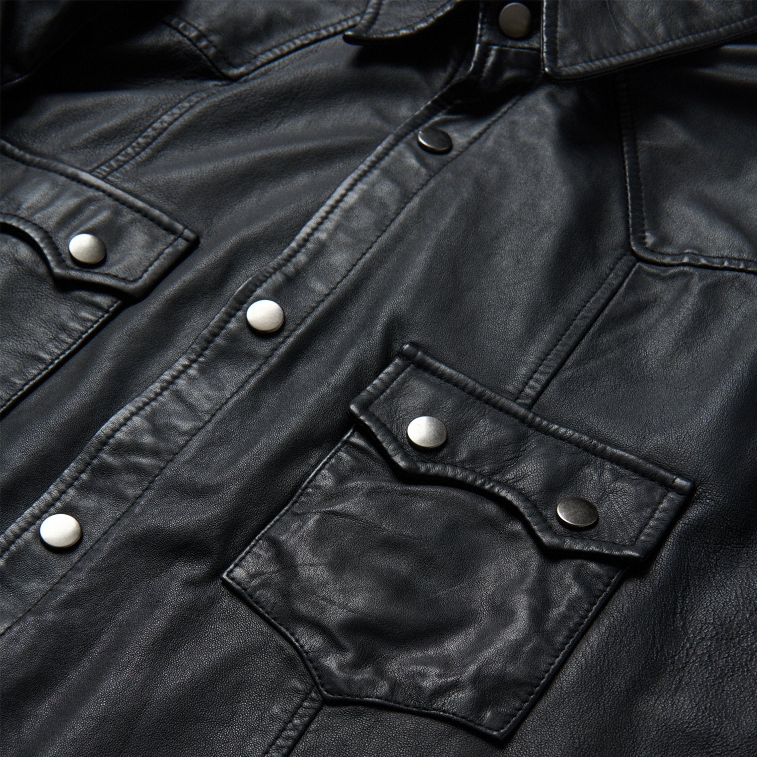 Leather Western Shirt Jacket Black | Stetson