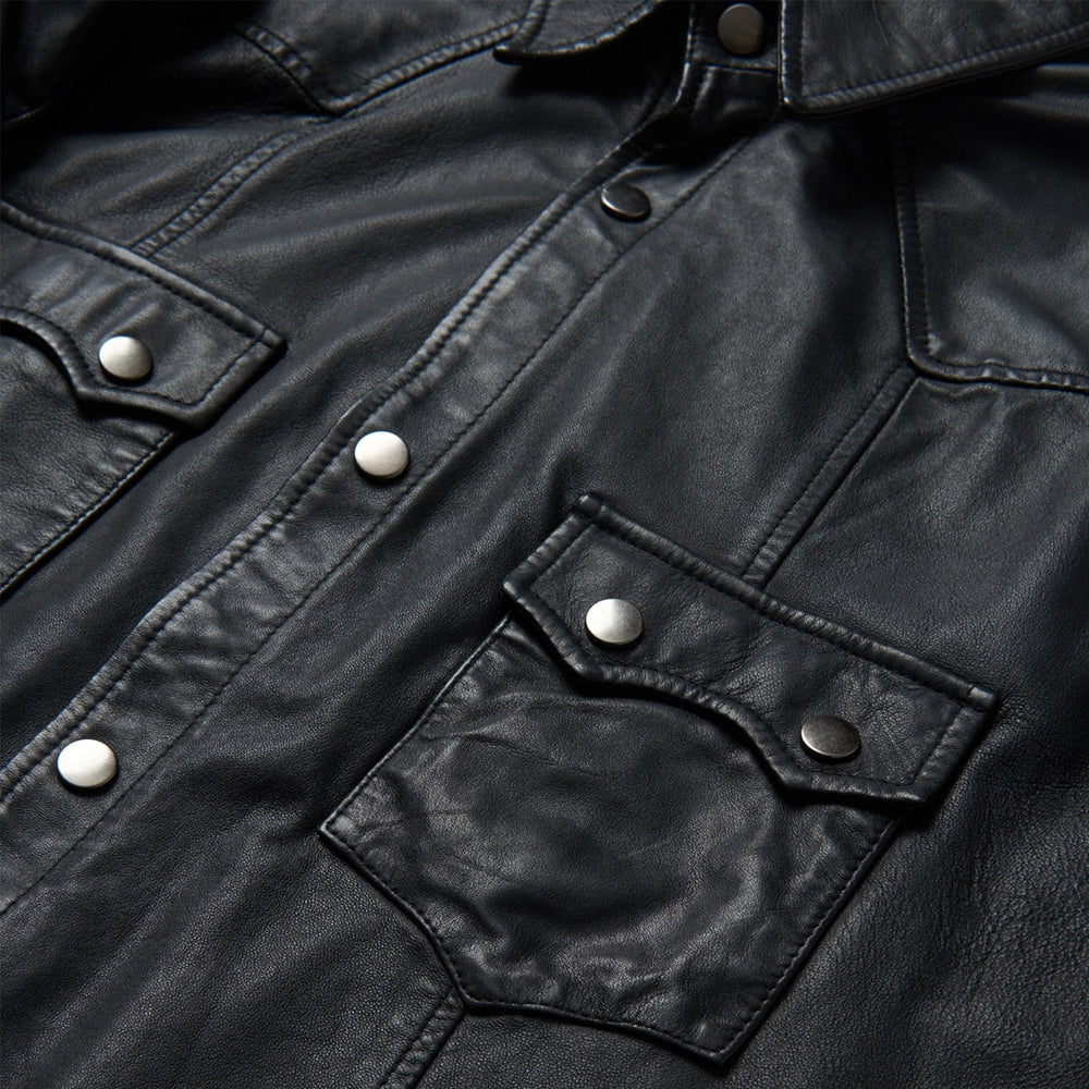 Leather Western Shirt Jacket Black | Stetson