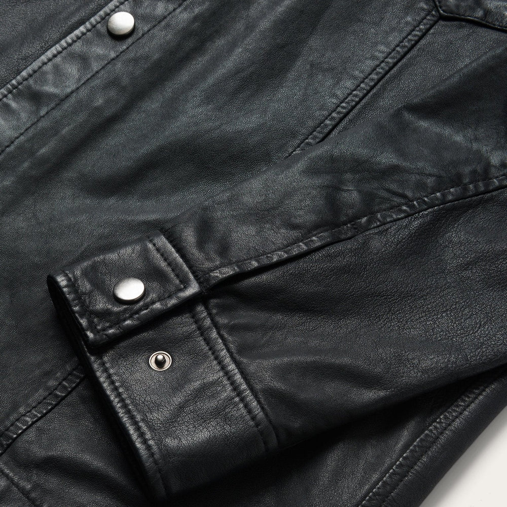 Leather Western Shirt Jacket Black | Stetson