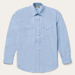 Blue End On End Solid Shirt Blue | Stetson