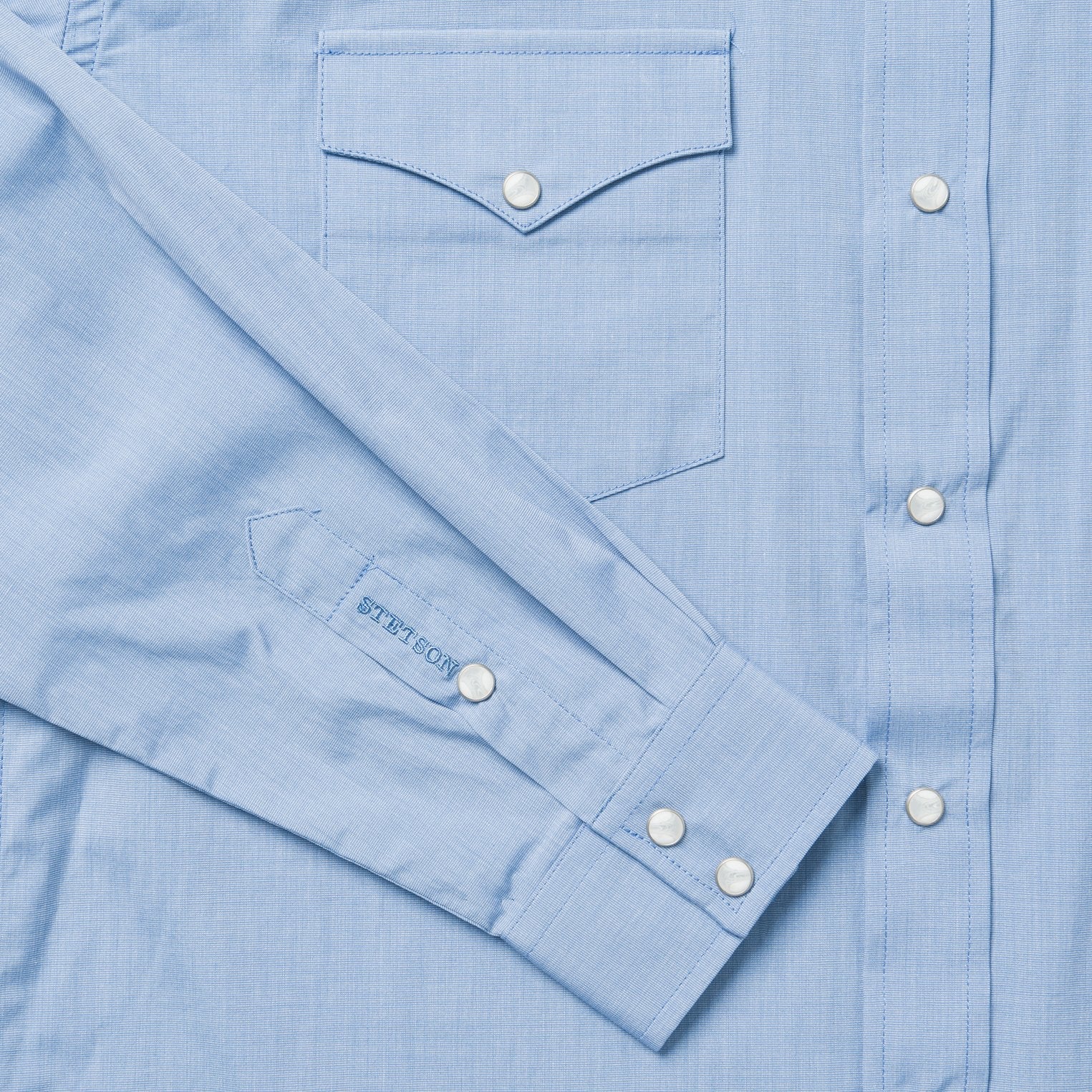Blue End On End Solid Shirt Blue | Stetson