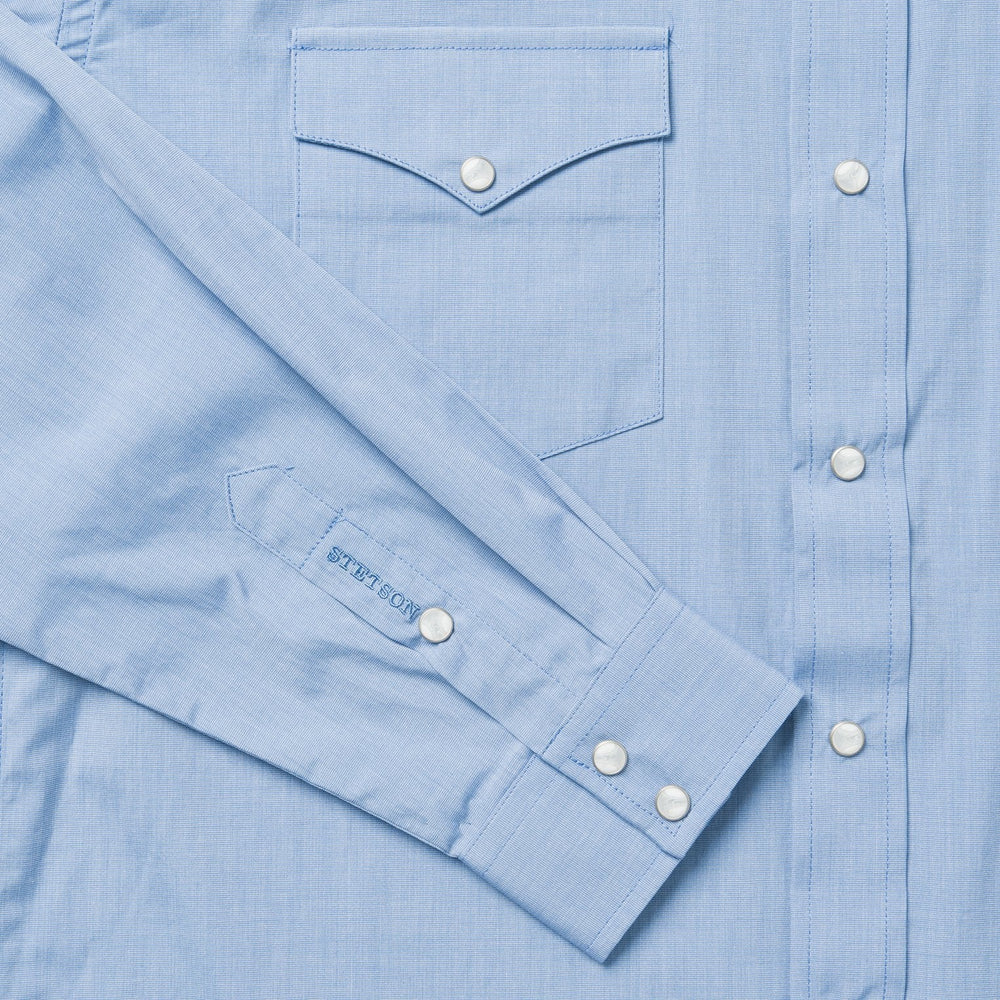 Blue End On End Solid Shirt Blue | Stetson