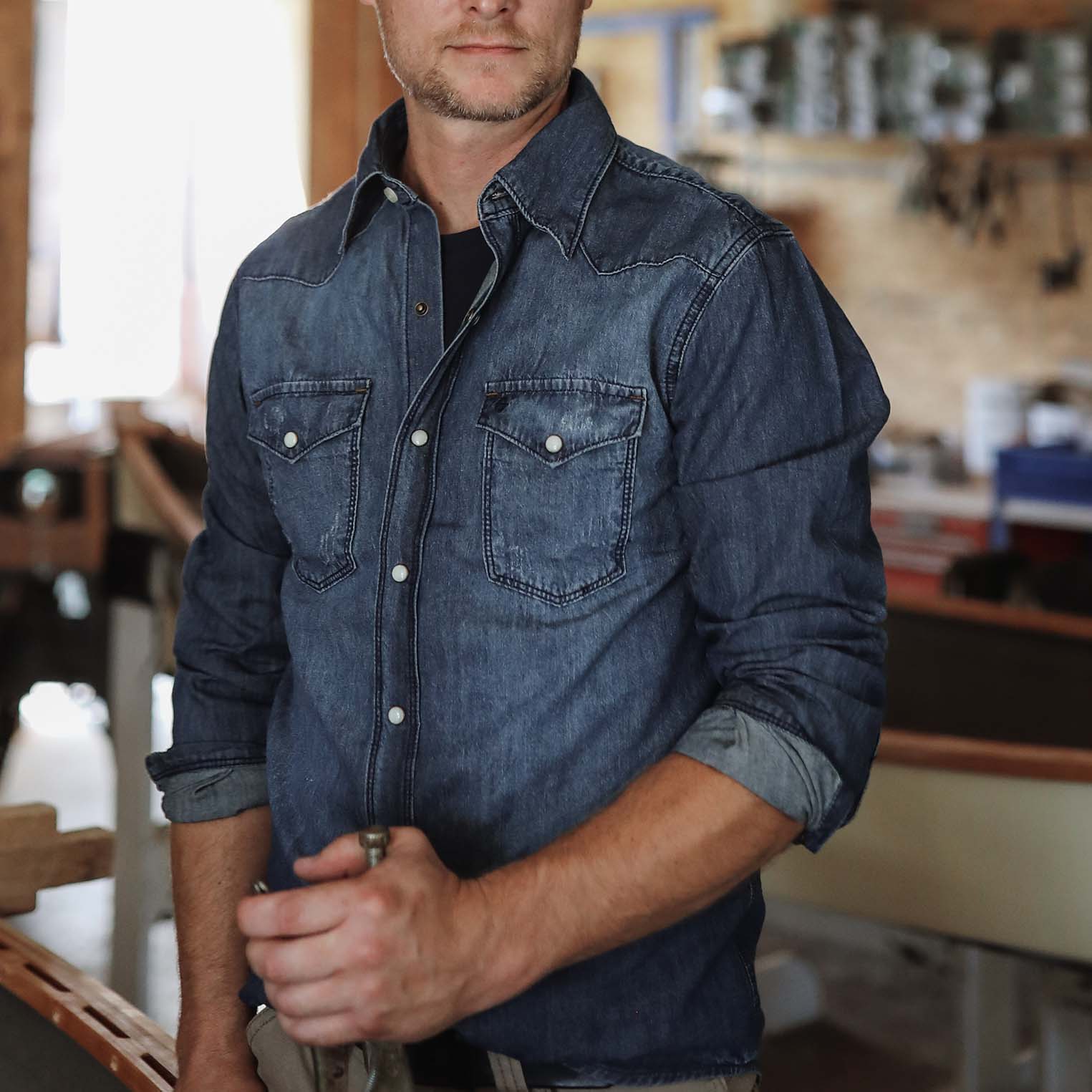 Medium Blue Denim Shirt Blue | Stetson
