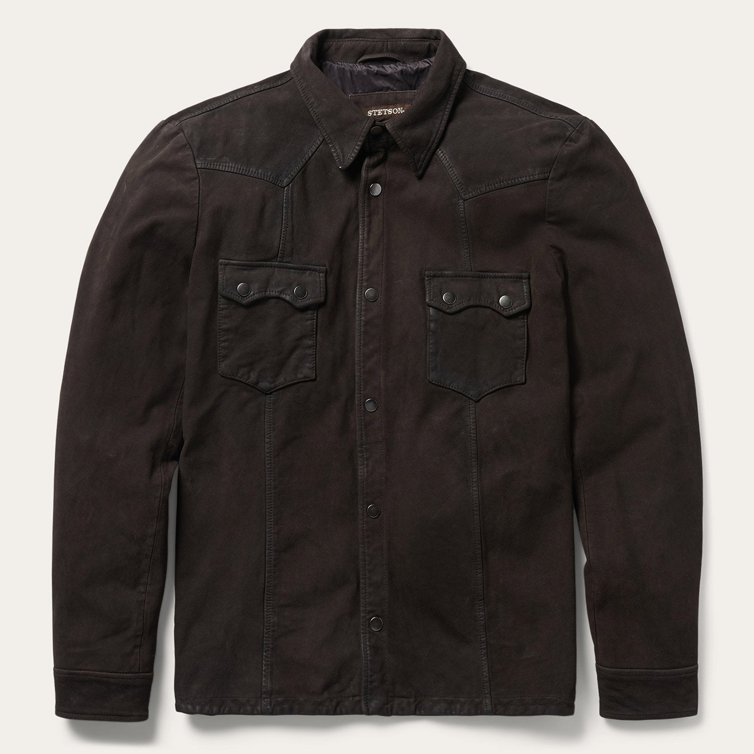 Leather Western Shirt Jacket Brown | Stetson