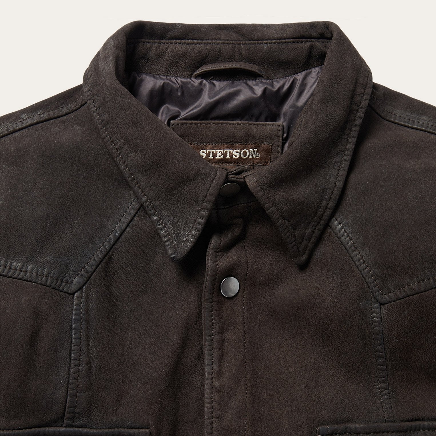 Leather Western Shirt Jacket Brown | Stetson