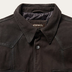 Leather Western Shirt Jacket Brown | Stetson