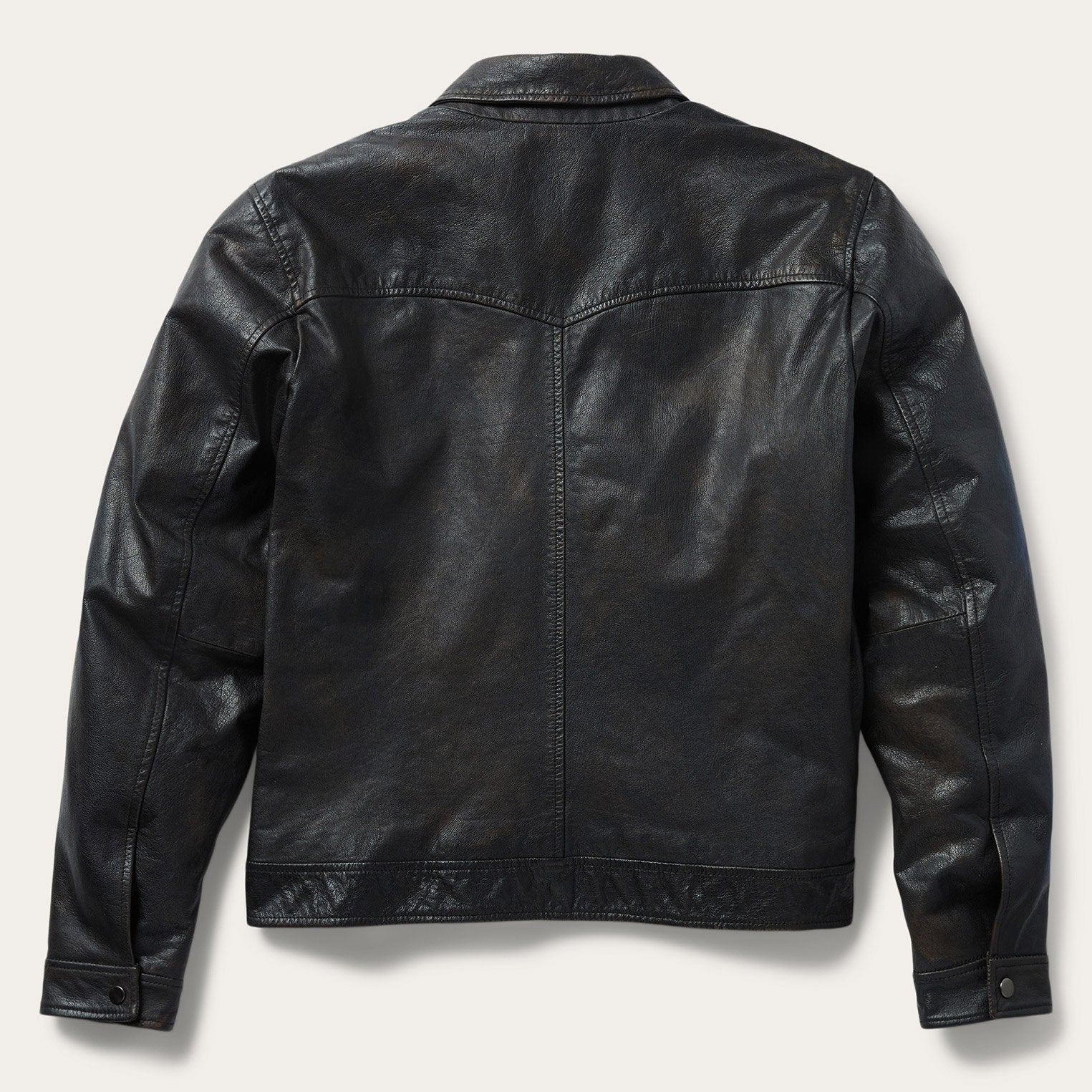 Snap Front Leather Jacket Brown | Stetson