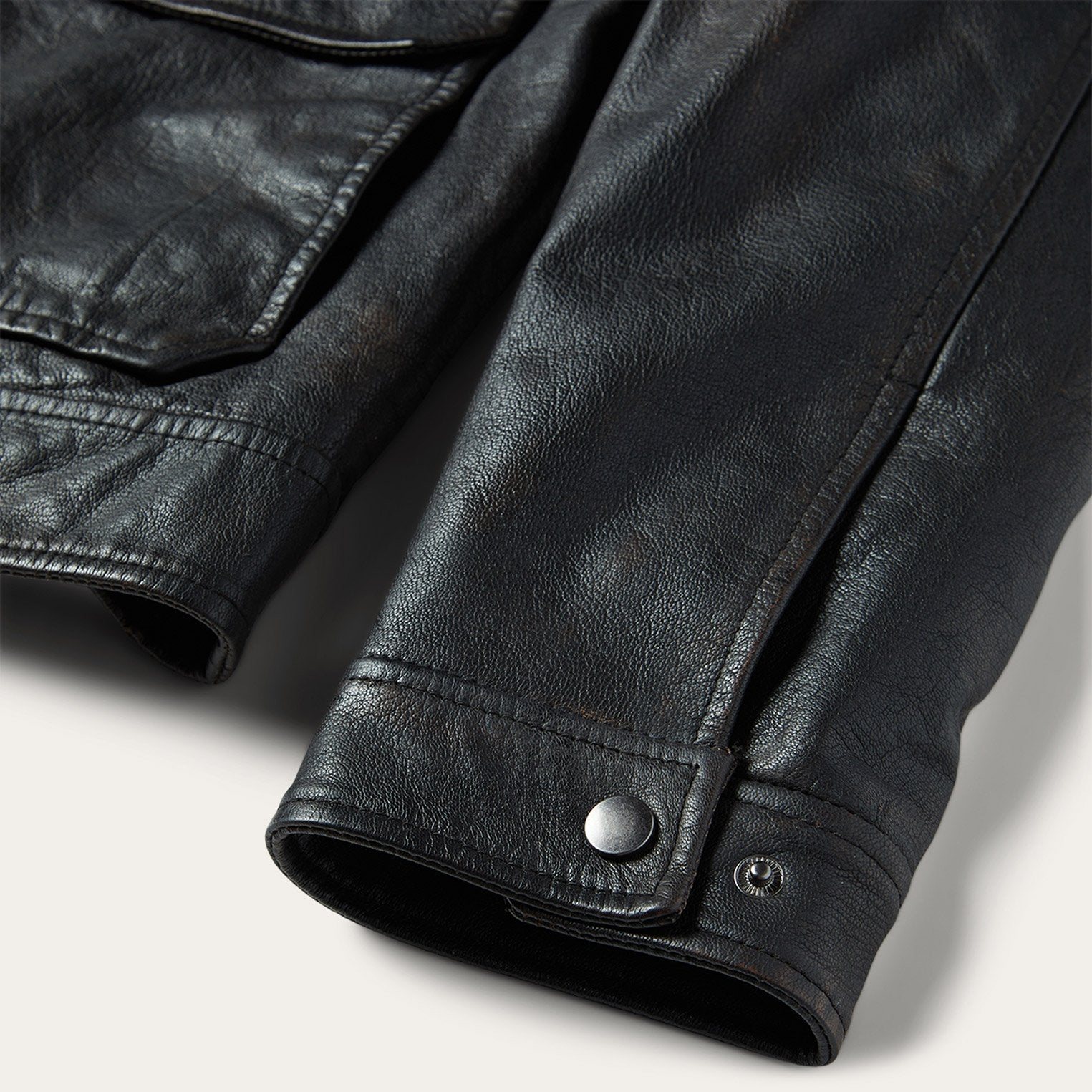 Snap Front Leather Jacket Brown | Stetson