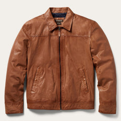 Zip-Front Lightweight Leather Jacket Brown | Stetson