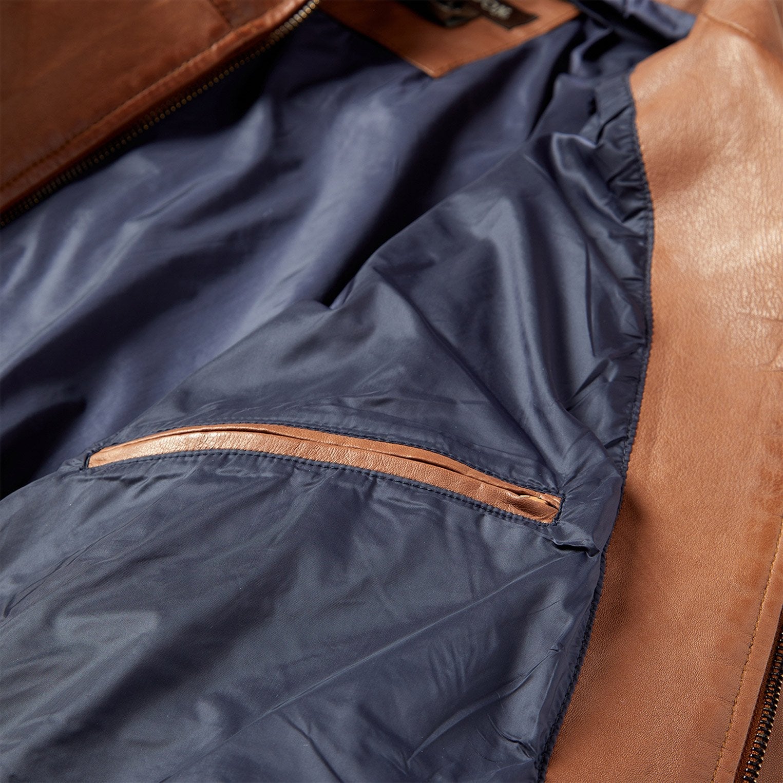 Zip-Front Lightweight Leather Jacket Brown | Stetson
