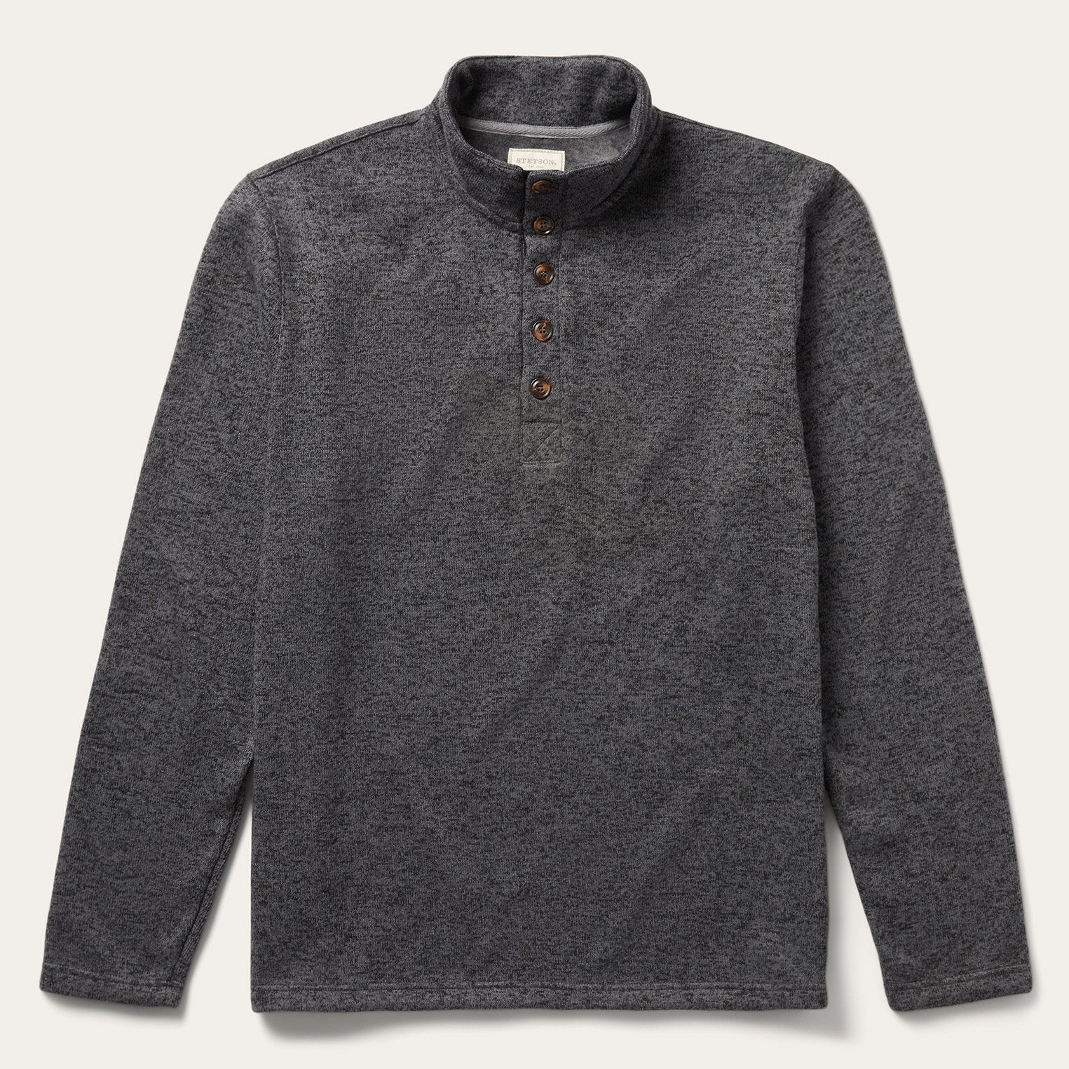 Button-Front Grey Pullover Knit Sweater Grey | Stetson