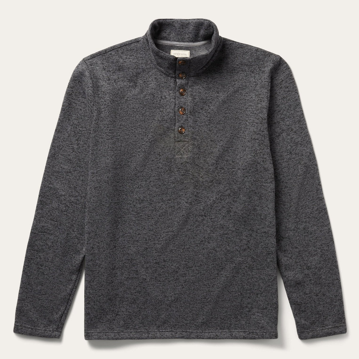 Button-Front Grey Pullover Knit Sweater Grey | Stetson