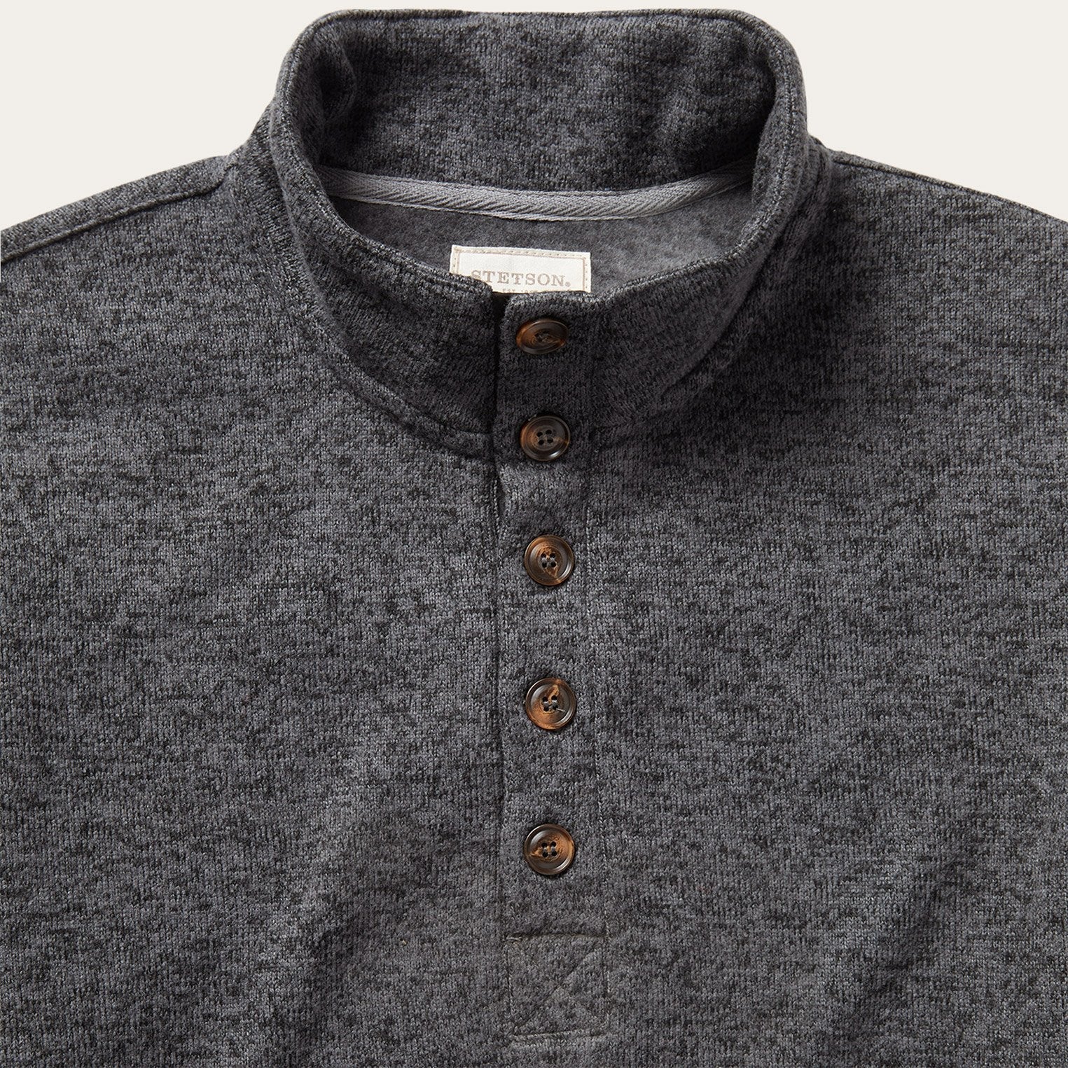 Button-Front Grey Pullover Knit Sweater Grey | Stetson
