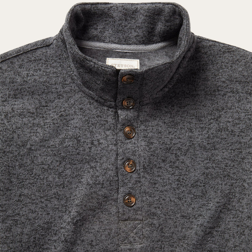 Button-Front Grey Pullover Knit Sweater Grey | Stetson