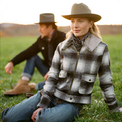 Plaid Cropped Jacket Black | Stetson