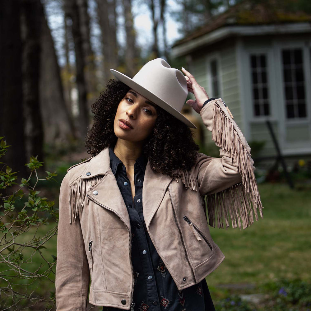 Premium Suede Moto Jacket Tan | Stetson