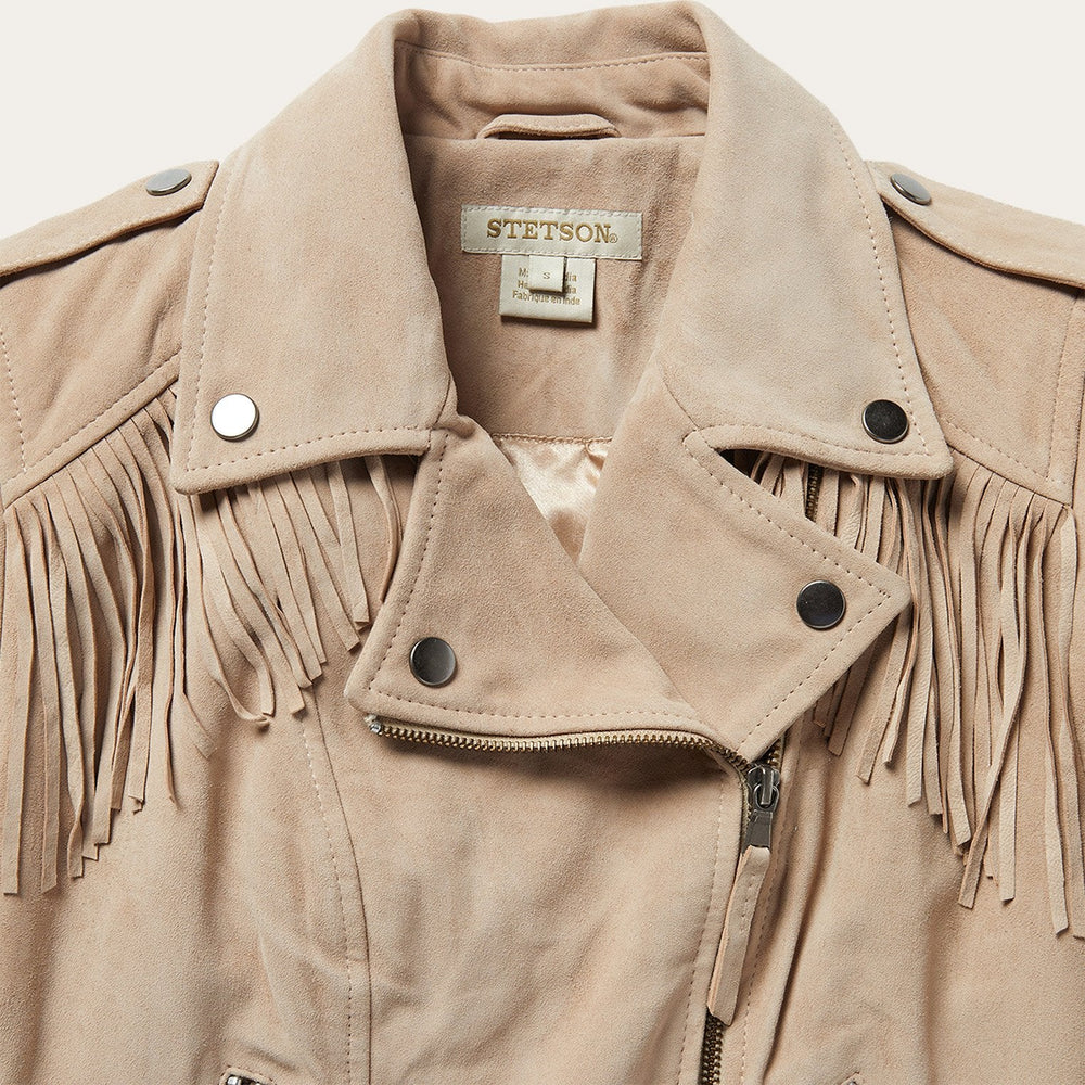 Premium Suede Moto Jacket Tan | Stetson