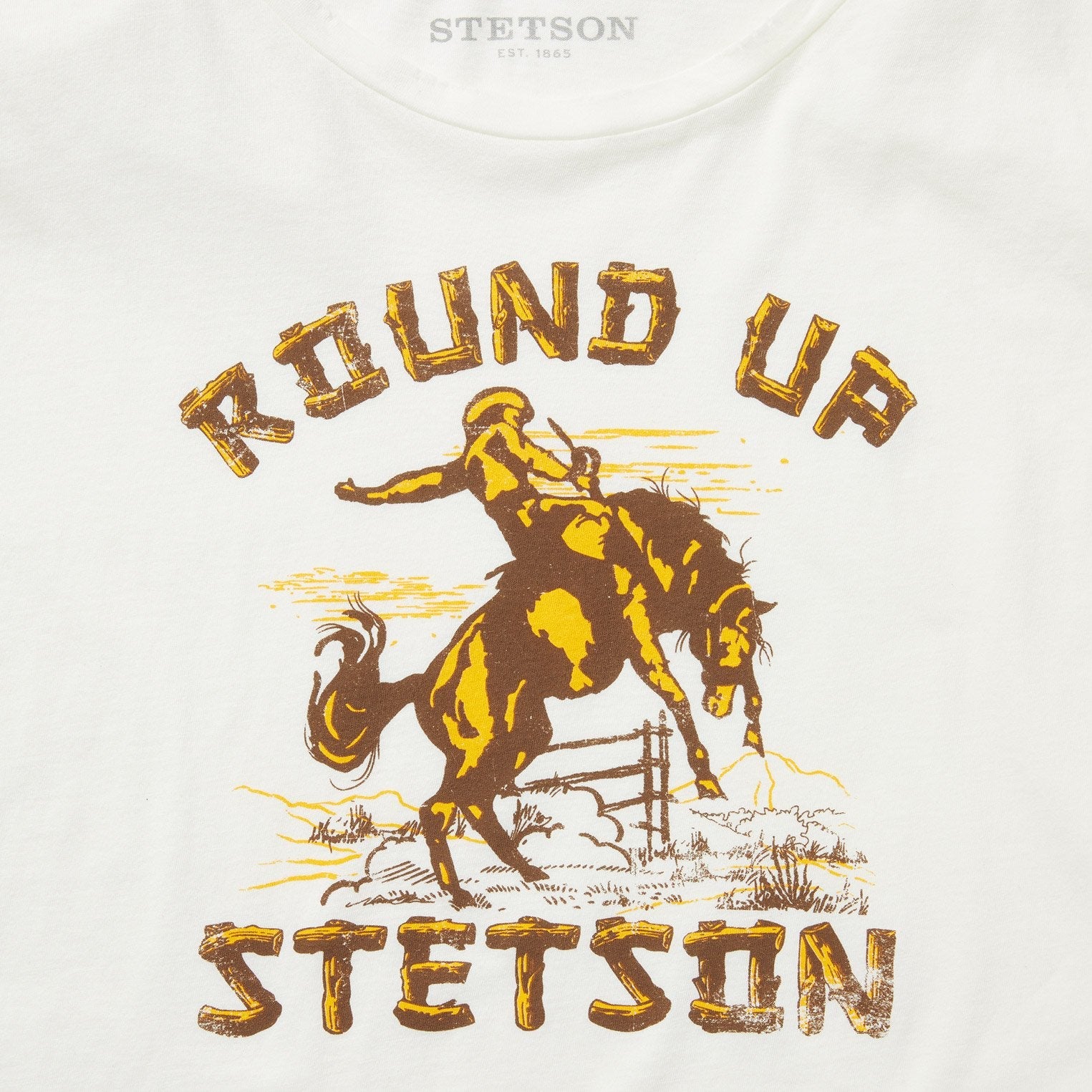 "Round Up" Stetson Vintage Tee White | Stetson