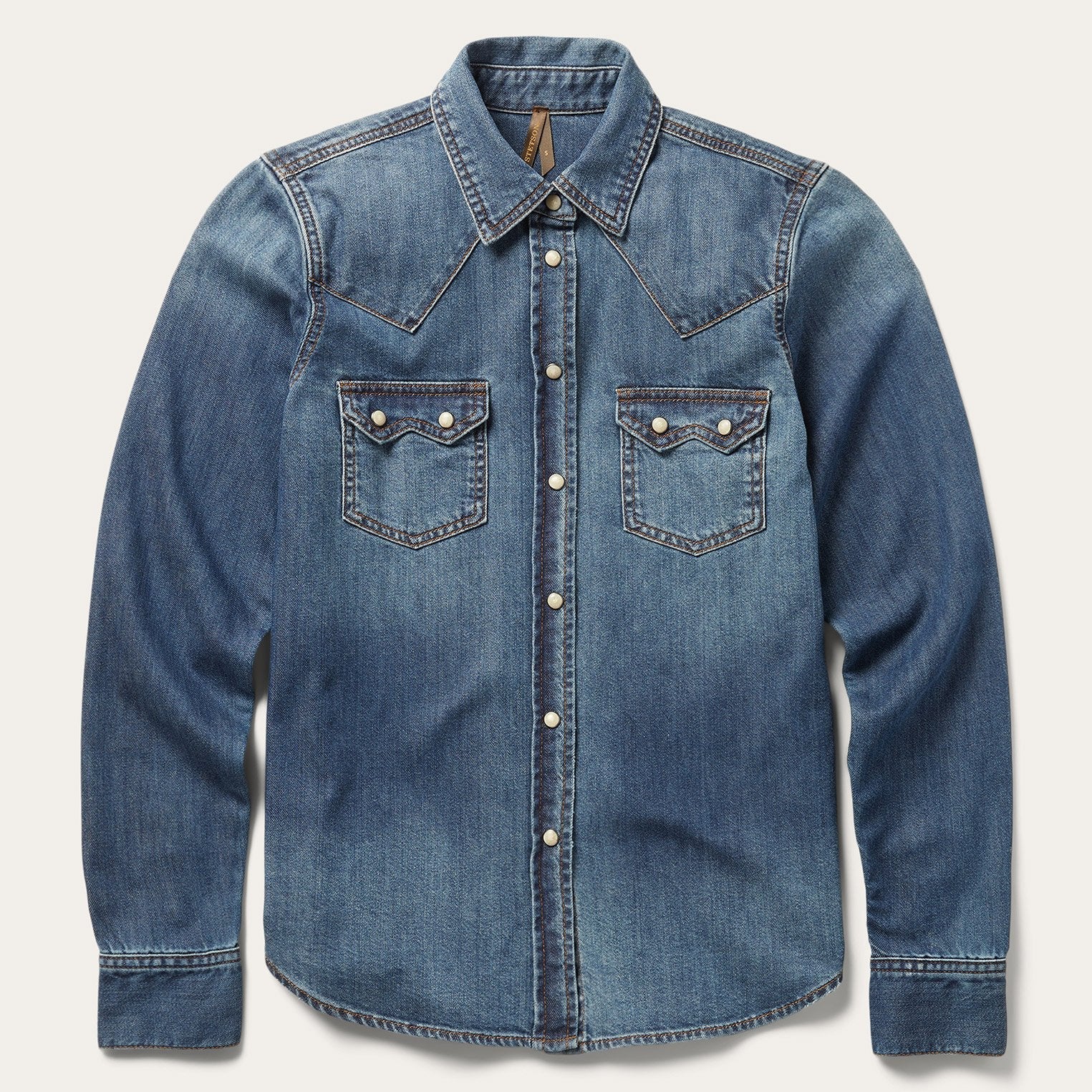 Distressed Denim Shirt Blue | Stetson