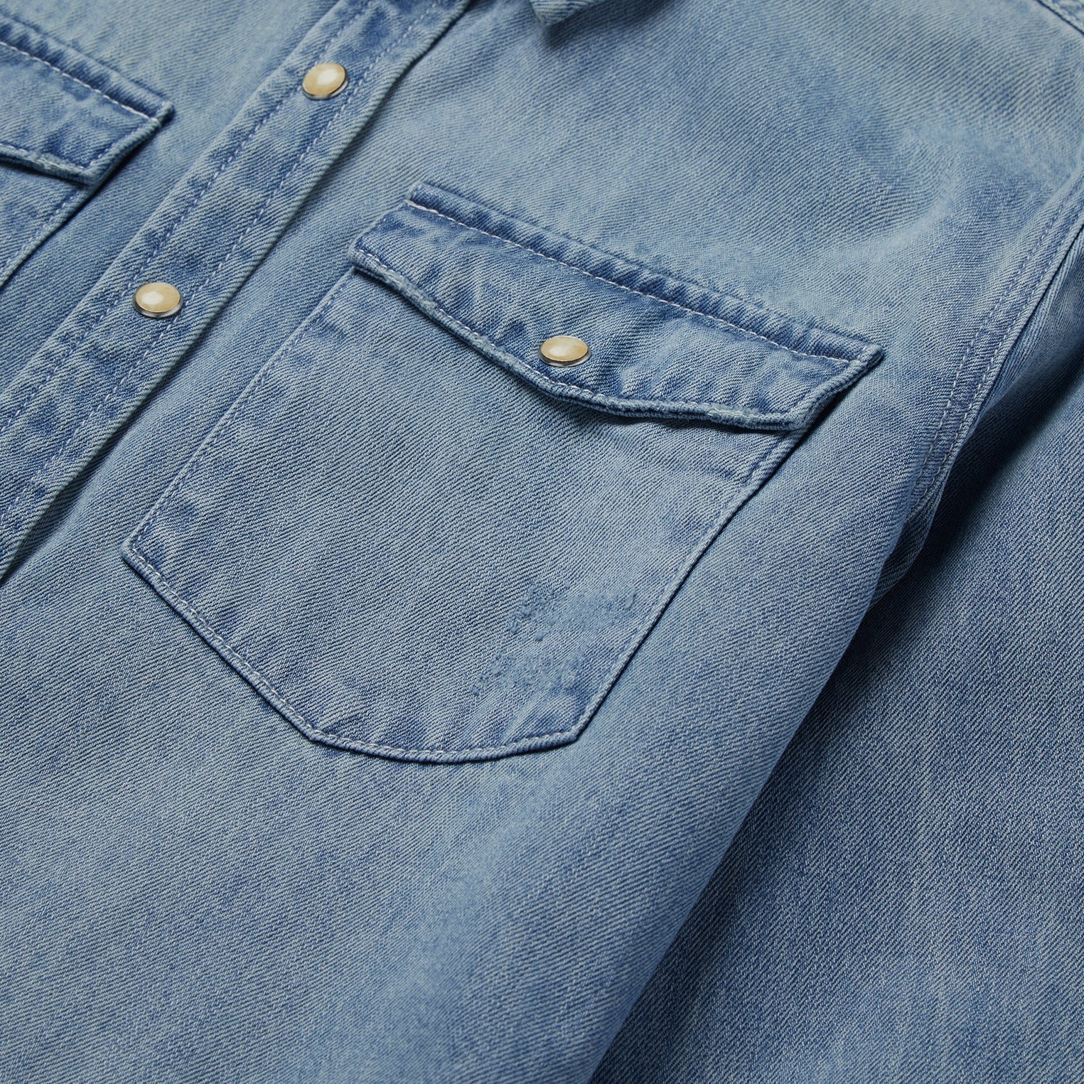 Loose Fit Denim Snap-Front Shirt Blue | Stetson