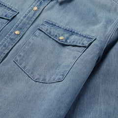 Loose Fit Denim Snap-Front Shirt Blue | Stetson