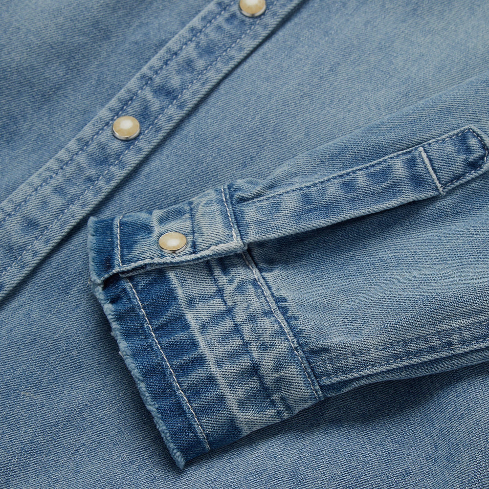 Loose Fit Denim Snap-Front Shirt Blue | Stetson