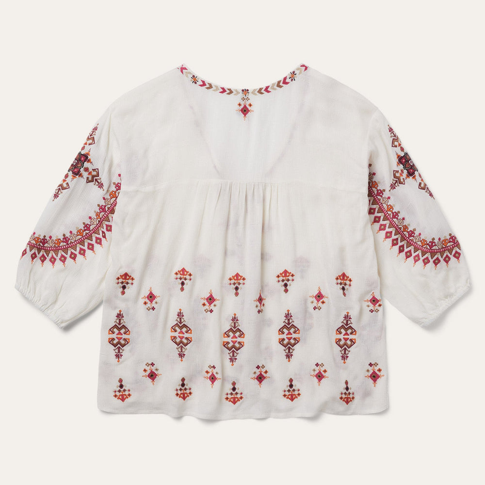 Dobby Peasant Blouse White | Stetson