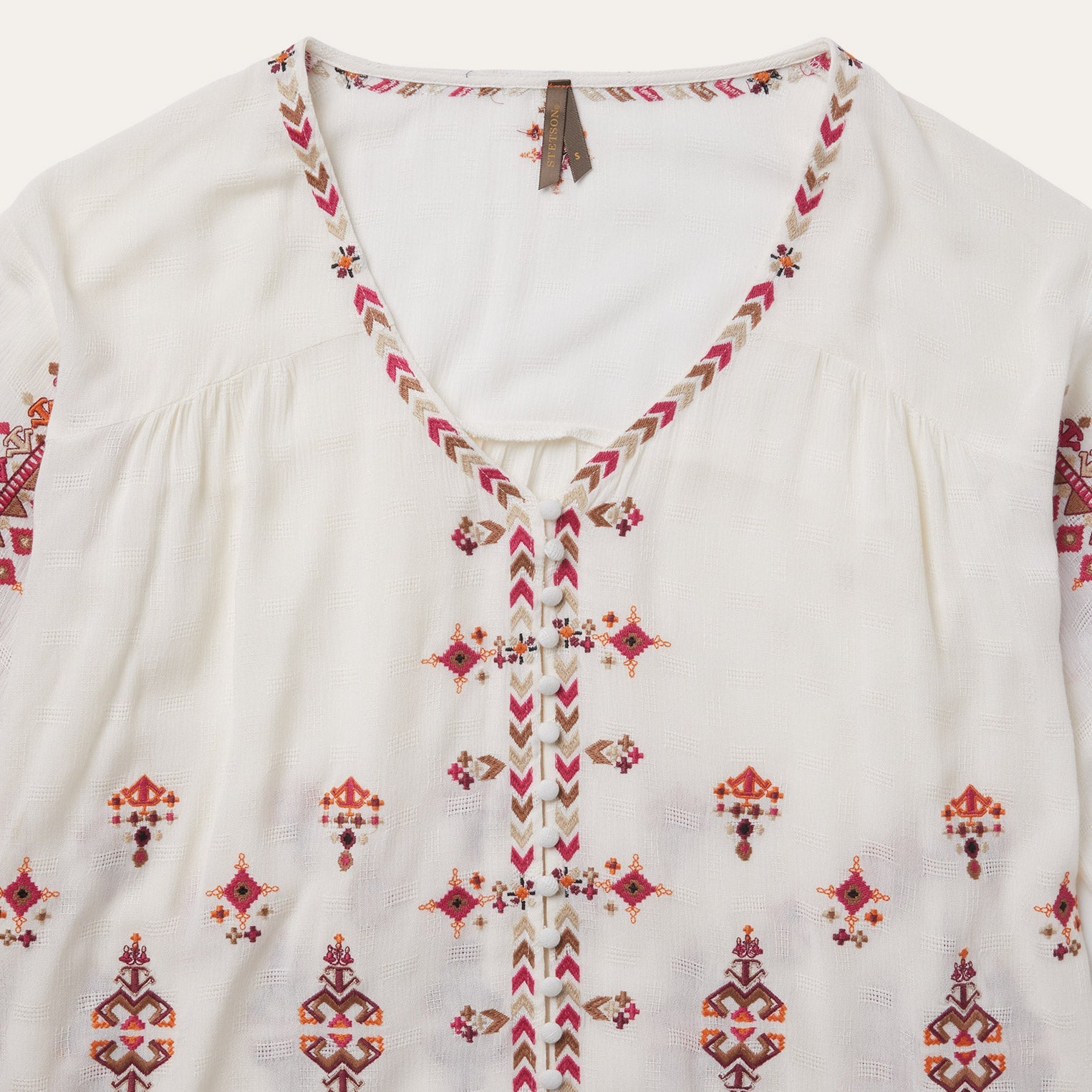 Dobby Peasant Blouse White | Stetson