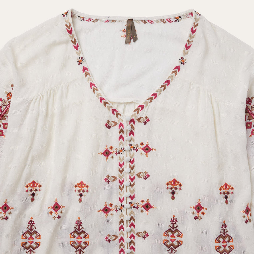 Dobby Peasant Blouse White | Stetson