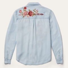 Long-Sleeved Embroidered Shirt Blue | Stetson