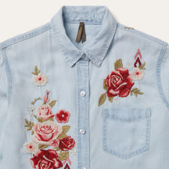 Long-Sleeved Embroidered Shirt Blue | Stetson