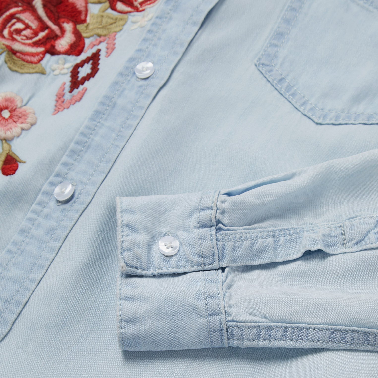 Long-Sleeved Embroidered Shirt Blue | Stetson