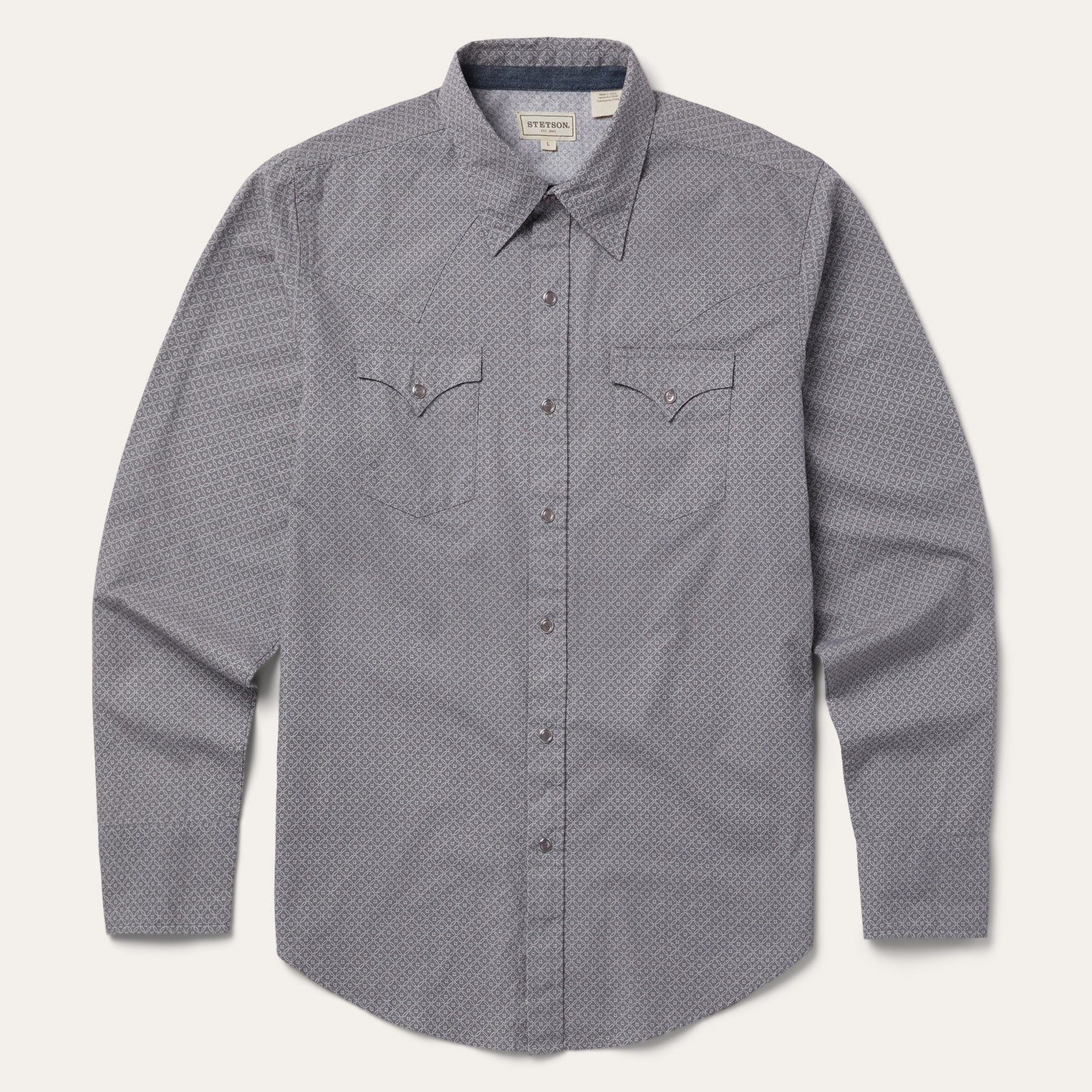 Diamond Print Western Shirt Grey | Stetson