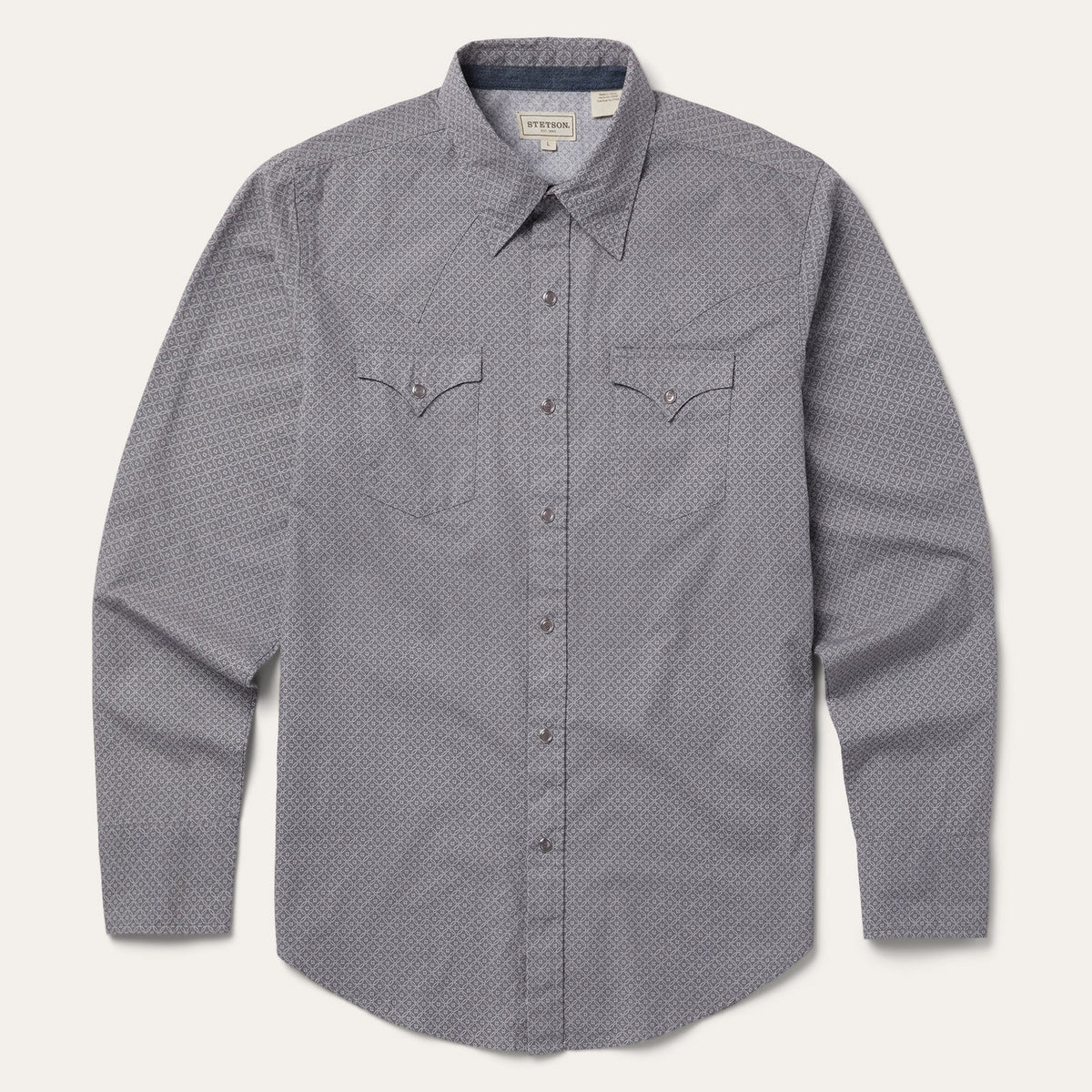 Diamond Print Western Shirt Grey | Stetson