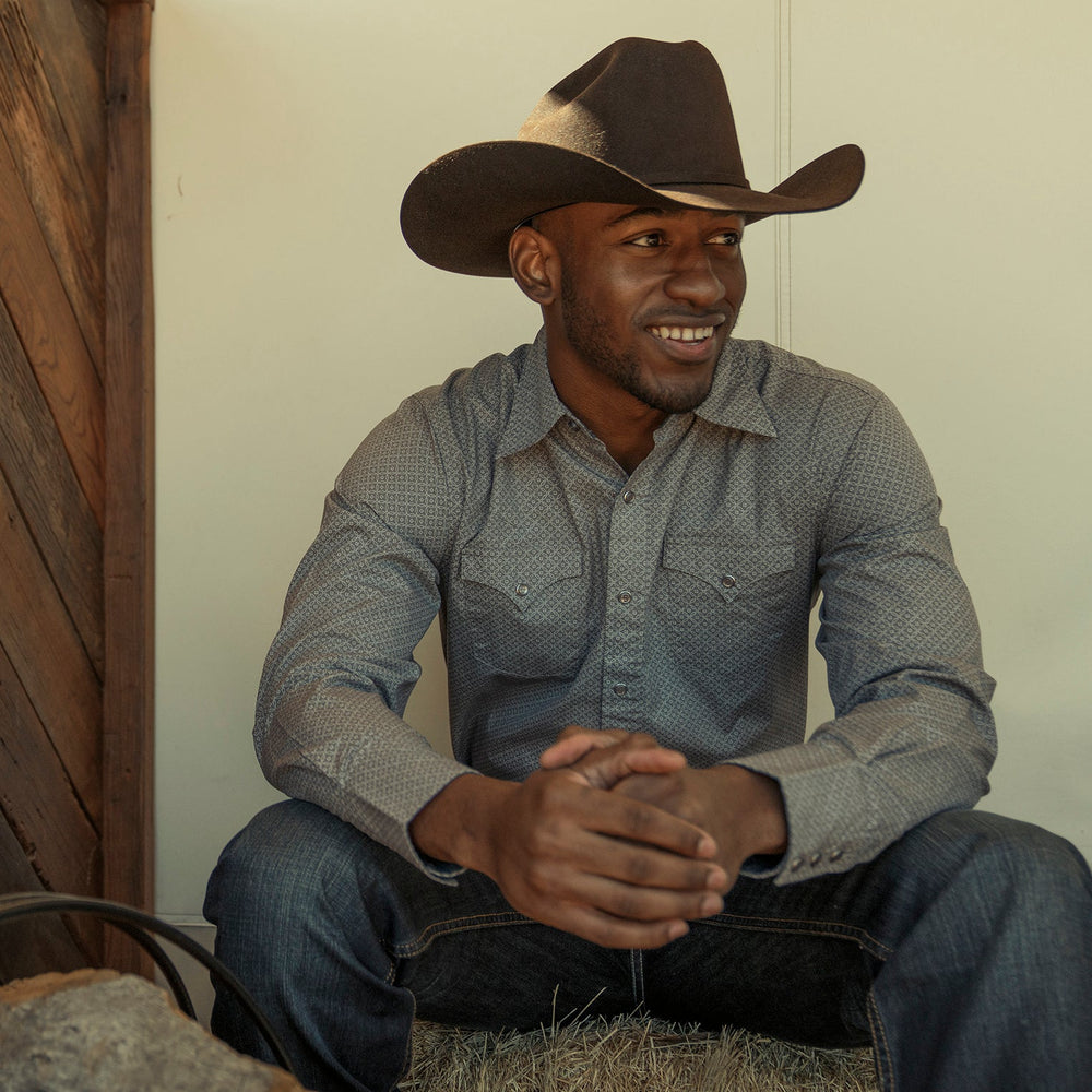 Diamond Print Western Shirt Grey | Stetson