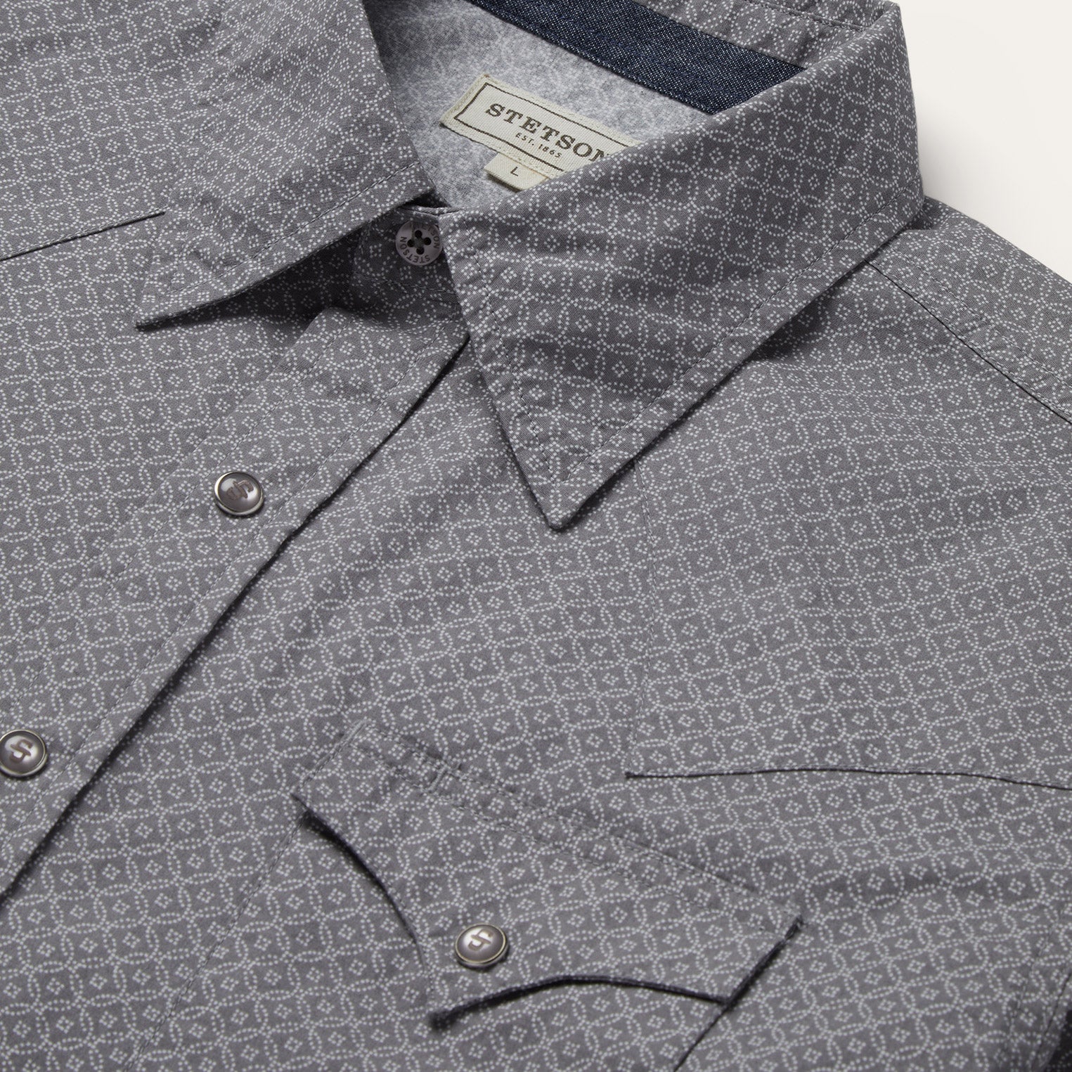 Diamond Print Western Shirt Grey | Stetson