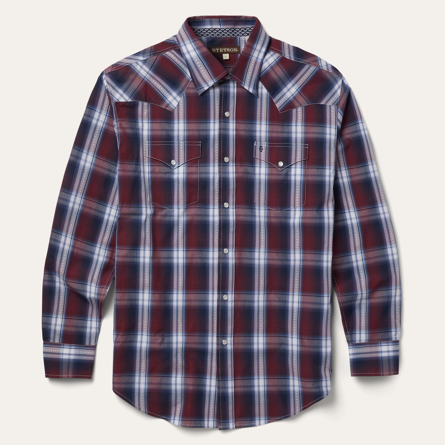 Good Luck Plaid Western Shirt Wine | Stetson